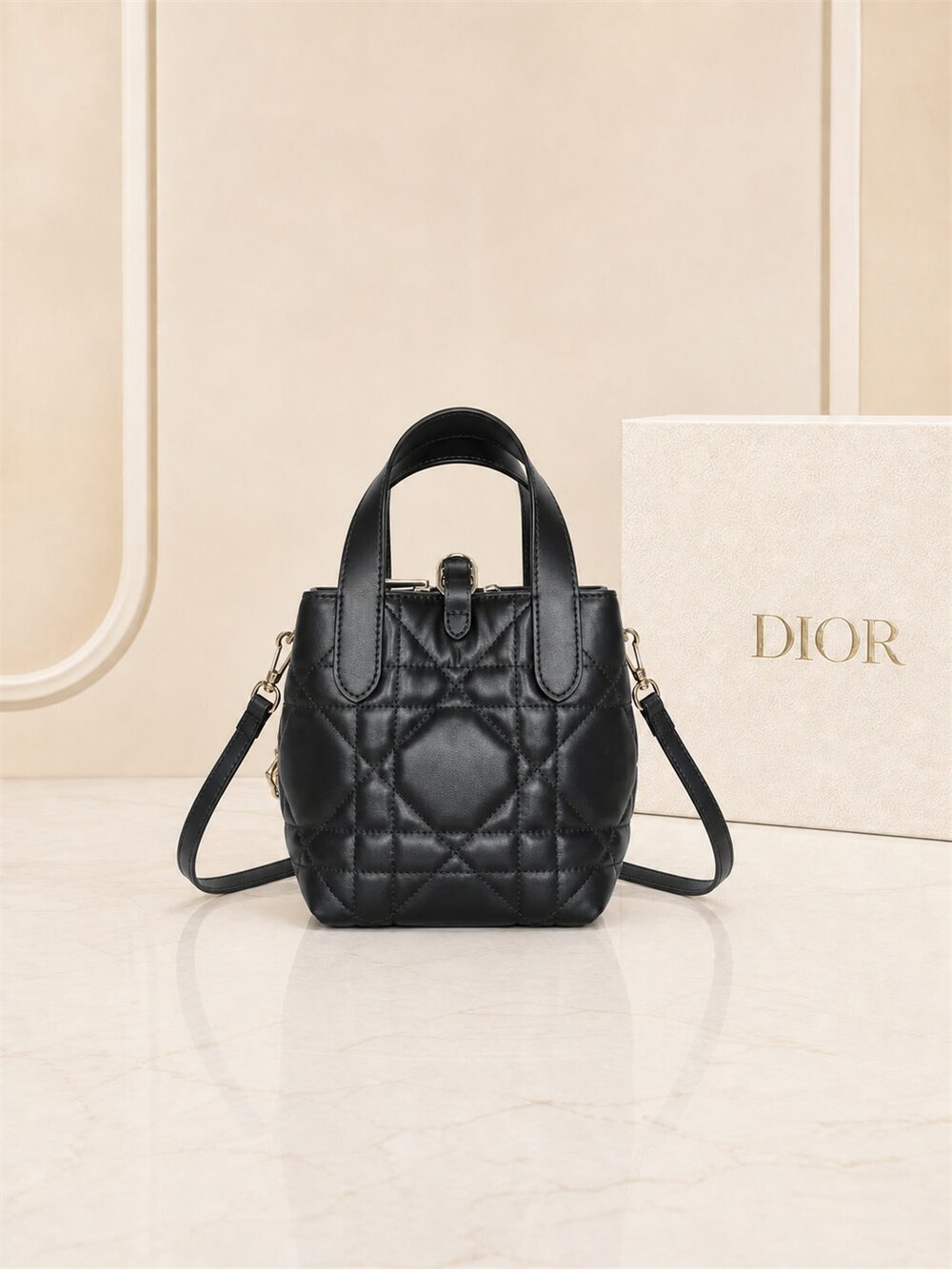 Dior Toujours Mini Vertical Black Cannage Leather Tote Bag - Picture 6 of 9